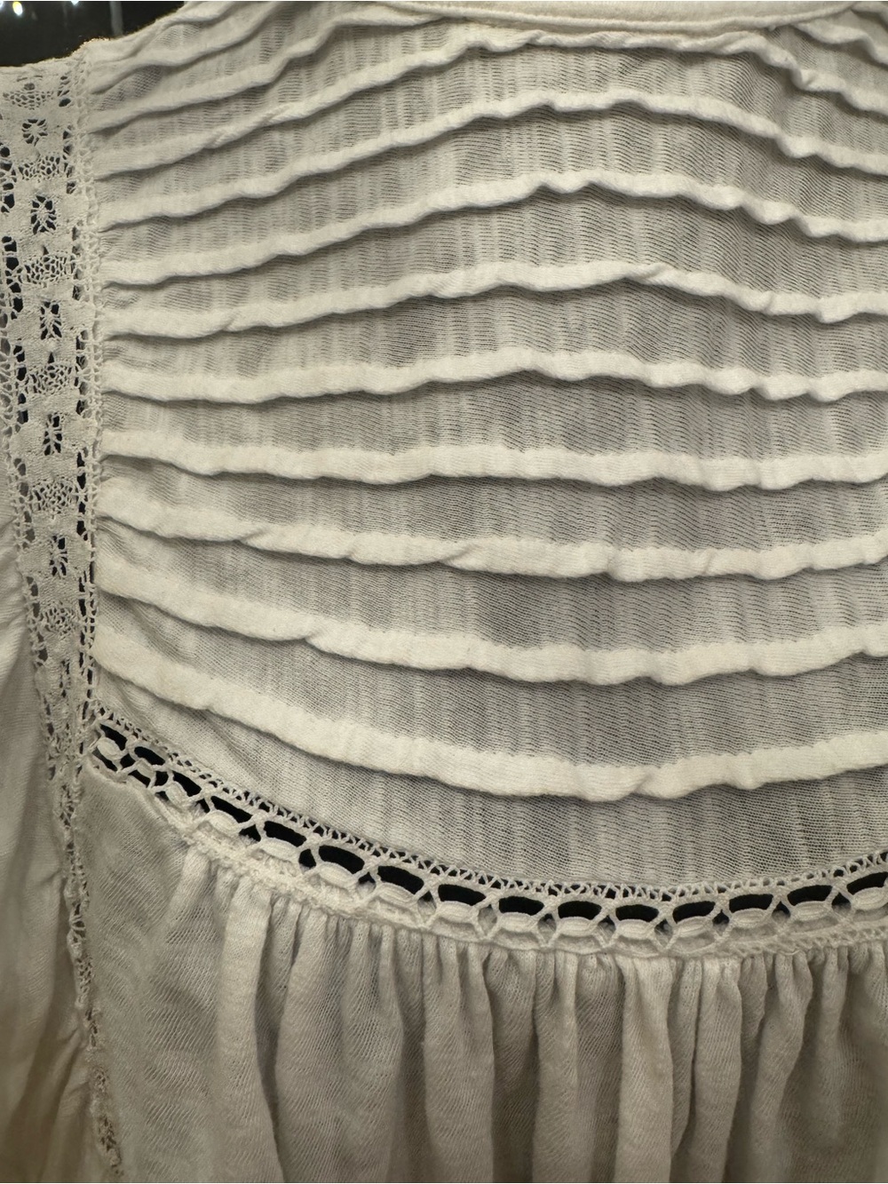 Free People "La Femme" White Lace-Trim Ruffle Blouse - Picture 4 of 10